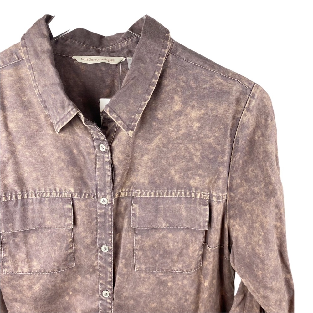 NWT Soft Surroundings Heavenly Soft Raisin Denim Button Down Medium 10-12 - Picture 3 of 6